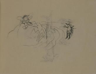 Alfred Wickenburg, Fliege und Igel, 1952, Kohle auf Transparentpapier, Blattmaße: 14,2 × 19,2 c ...