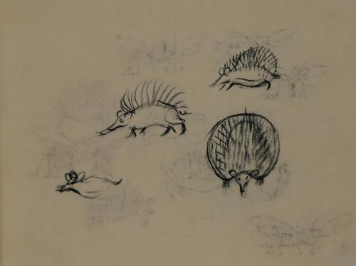 Alfred Wickenburg, Igel, 1952, Kohle auf Transparentpapier, Blattmaße: 14,2 × 19,2 cm, Leihgabe ...