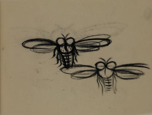 Alfred Wickenburg, Fliegen, 1952, Kohle auf Transparentpapier, Blattmaße: 14,2 × 19,2 cm, Leihg ...