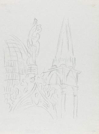 Alfred Wickenburg, Architekturdetail der Markuskirche in Venedig, 1920/1923, Bleistift auf Papi ...