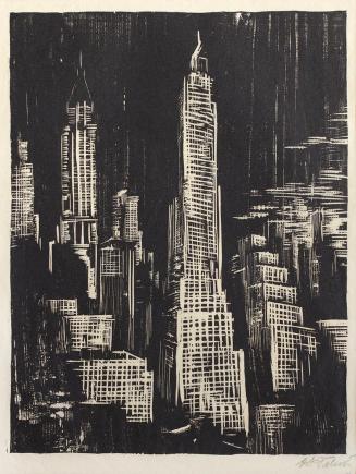 Otto Rudolf Schatz, Manhattan - Farmer Bank, 1937, Holzschnitt auf Papier, 56 × 41 cm, Sammlung ...