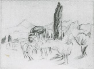 Alfred Wickenburg, Hadriansvilla bei Tivoli, 1920/1923, Graphit auf Papier, 20,8 × 28,6 cm, Ver ...