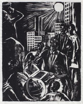 Otto Rudolf Schatz, Vom Sklaven zum freien Arbeiter, 1953, Holzschnitt auf Papier, 27,4 × 23 cm ...