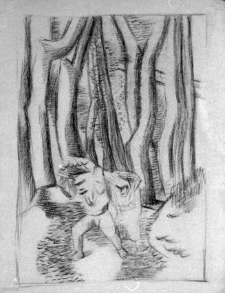 Alfred Wickenburg, Ästetragendes Paar II, 1938/1939, Rötel auf Papier, 61,6 × 48,5 cm, Privatbe ...