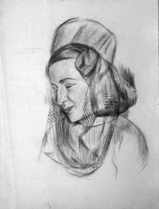 Alfred Wickenburg, Porträt Ina Mach, 1942/1943, Rötel auf Papier, 62,5 × 54 cm, Verbleib unbeka ...