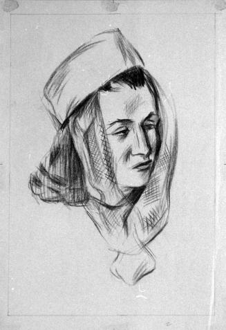 Alfred Wickenburg, Porträt Ina Mach, 1942/1943, Rötel auf Papier, 58,5 × 40,6 cm, Verbleib unbe ...