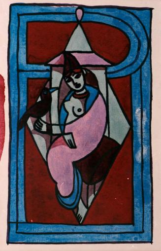 Alfred Wickenburg, Buchstabe "P", 1919, Aquarell auf Papier, Blattmaße: 28,5 × 19,7 cm, Verblei ...