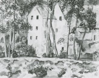 Alfred Wickenburg, Häuser im Wald, 1942, Aquarell auf Papier, Blattmaße: 47,5 × 60 cm, Verbleib ...