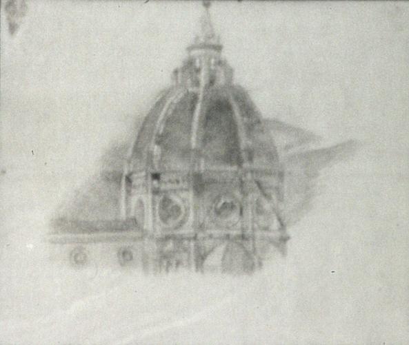 Alfred Wickenburg, Domkuppel in Florenz, 1922/1923, Bleistift auf Papier, 16,5 × 23 cm, Verblei ...