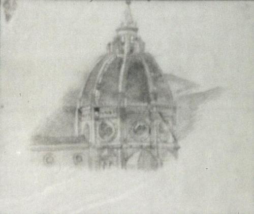 Alfred Wickenburg, Domkuppel in Florenz, 1922/1923, Bleistift auf Papier, 16,5 × 23 cm, Verblei ...