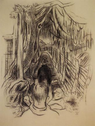 Alfred Wickenburg, Spaziergang, 1954, Kohle auf Papier, Blattmaße: 51,1 × 40 cm, Privatbesitz – ...