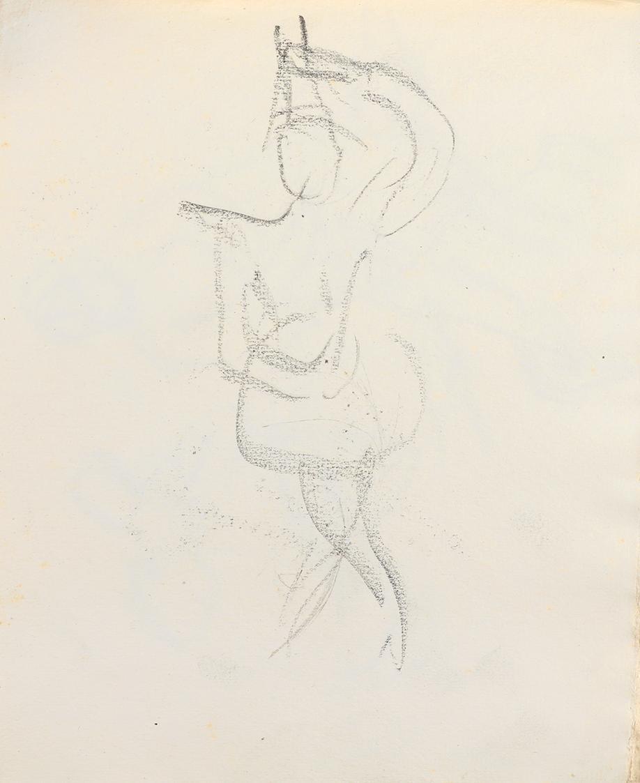 Alfred Wickenburg, Figuren in Bewegung mit überkreuzten Beinen, um 1925, Graphit auf Papier, Bl ...