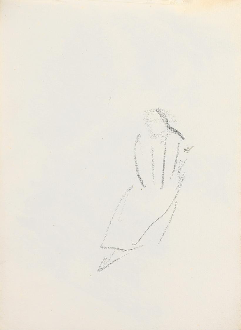 Alfred Wickenburg, Figurenstudie, um 1925, Graphit auf Papier, Blattmaße: 15,7 × 22,5 cm, Priva ...