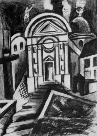 Alfred Wickenburg, Mausoleum Graz, 1937, Kohle und Tusche laviert auf Papier, Blattmaße: 53,5 x ...