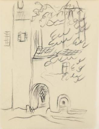 Alfred Wickenburg, Torbogen, um 1940, Kohle auf Papier, Blattmaße: 19,5 × 15 cm, Privatbesitz