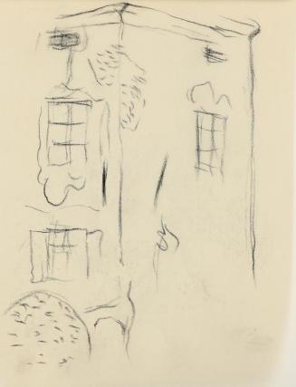 Alfred Wickenburg, Ecke eines Gebäudes, um 1940, Kohle auf Papier, Blattmaße: 19,5 × 15 cm, Pri ...