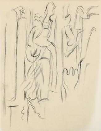 Alfred Wickenburg, Skulpturenstudie, um 1940, Kohle auf Papier, Blattmaße: 19,5 × 15 cm, Privat ...