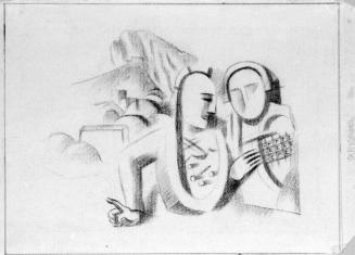 Alfred Wickenburg, Das Gespräch, 1923, Schwarze Kreide auf Papier, 22,5 × 31 cm, Verbleib unbek ...
