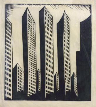 Otto Rudolf Schatz, Wolkenkratzer, 1927/1928, Holzschnitt auf Papier, Inv.-Nr. 142-199922-5