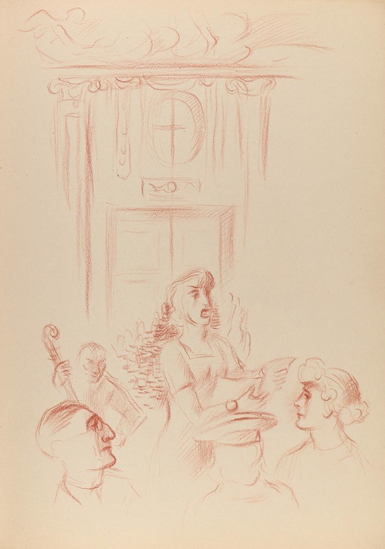 Alfred Wickenburg, Konzert, 1943, Rötel auf Papier, Blattmaße: 31,8 × 23 cm, Privatbesitz