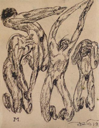 Otto Rudolf Schatz, Agonie, 1919, Bleistift auf Papier, 15 × 12 cm, Privatbesitz