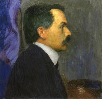 Koloman Moser, Selbstporträt im Profil mit Malpalette, um 1910, Öl auf Leinwand, 50 x 50 cm, Wi ...