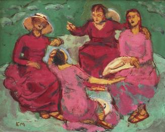 Koloman Moser, Quartett im Freien, um 1912, Öl auf Karton, 27,7 × 34,4 cm, Privatsammlung, Wien