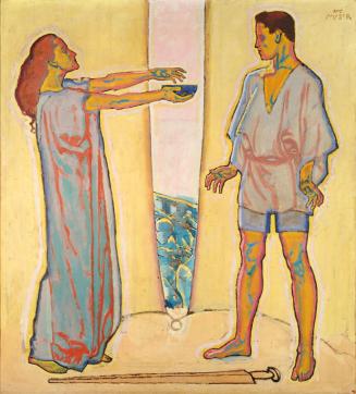 Koloman Moser, Isolde reicht Tristan den Liebestrank, um 1915, Öl auf Leinwand, 215 × 195 cm, P ...