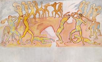 Koloman Moser, Kampf der Titanen II, um 1914, Öl auf Leinwand, 130,5 × 213,5 cm, Verbleib unbek ...