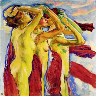 Koloman Moser, Drei Grazien, um 1914, Öl auf Leinwand, 100 x 100 cm, Verbleib unbekannt