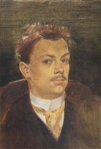 Koloman Moser, Selbstporträt als junger Mann, um 1895, Öl auf Leinwand; Leinwand dubliert, Keil ...