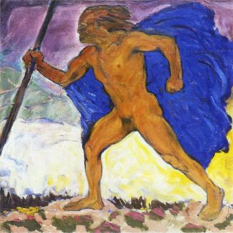 Koloman Moser, Der Wanderer mit blauem Mantel, um 1916, Öl auf Leinwand, 49,5 × 50 cm, Verbleib ...