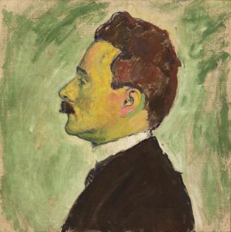 Koloman Moser, Porträt Rudolf Steindl im Profil, um 1911, Öl auf Leinwand, 50 x 50 cm, Universi ...