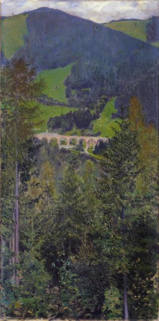 Koloman Moser, Semmeringlandschaft mit Viadukt, 1907, Öl auf Leinwand, 100,5 x 50,5 cm, Kunstha ...
