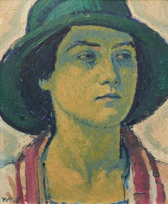 Koloman Moser, Frauenporträt mit Hut, um 1914, Öl auf Karton, 33,8 × 28,2 cm, Privatbesitz, Wie ...
