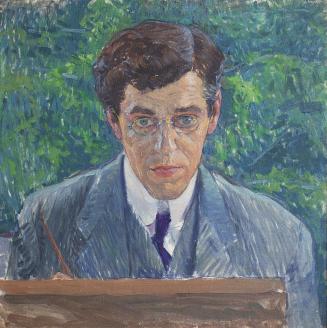 Koloman Moser, Porträt des Malers Carl Otto Czeschka, um 1907, Öl auf Leinwand, 50 x 50 cm, Tir ...