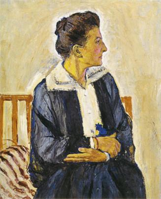 Koloman Moser, Sitzendes Bildnis Charlotte Moser, einer Schwester des Künstlers, um 1911, Öl au ...