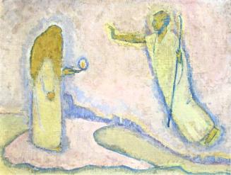 Koloman Moser, Christus und hl. Maria Magdalena., um 1914, Öl auf Leinwand auf Karton, 36,7 × 5 ...
