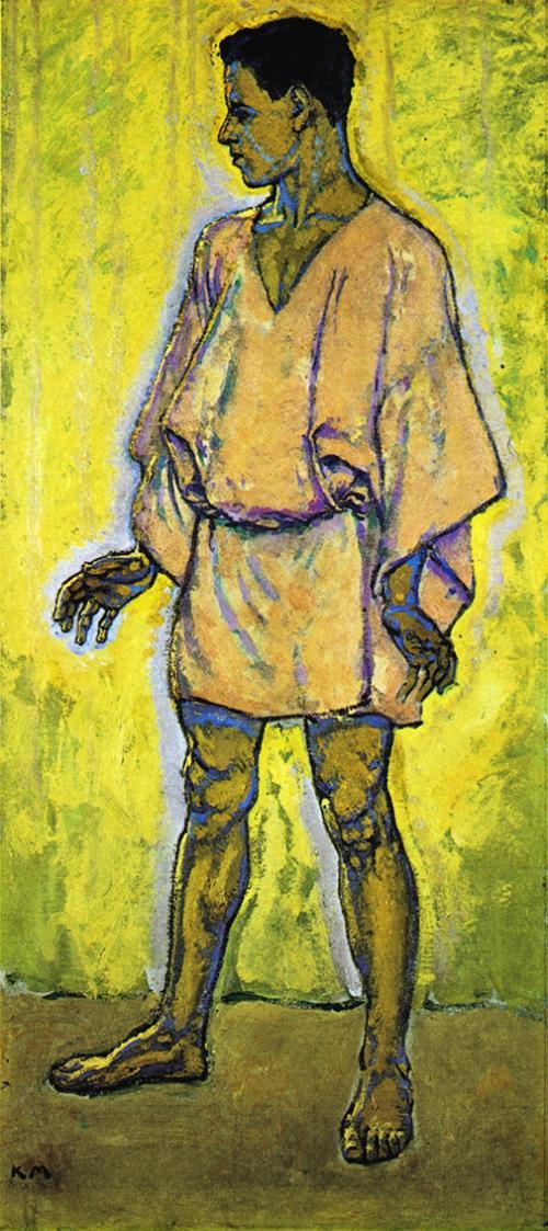Koloman Moser, Figurenstudie Tristan, um 1915, Öl auf Leinwand, 110 x 50 cm, Verbleib unbekannt