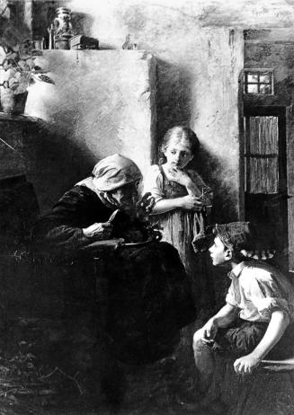 Koloman Moser, Die Märchenerzählerin, 1891, Öl auf Leinwand, Verbleib unbekannt