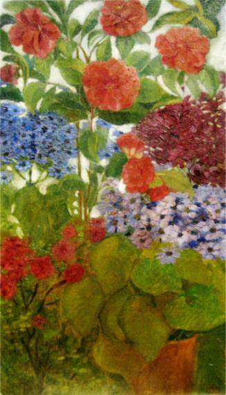 Koloman Moser, Blumenstück, um 1907, Öl auf Leinwand, 74 × 43 cm, Privatsammlung, Steiermark