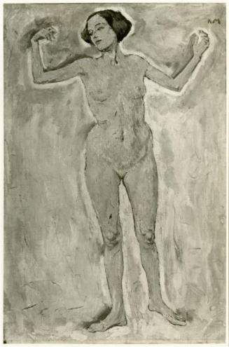 Koloman Moser, Weiblicher Akt mit erhobenen Armen, um 1913, Öl auf Leinwand, Verbleib unbekannt