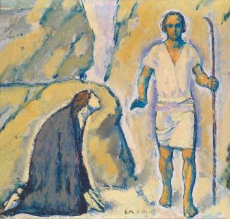 Koloman Moser, Christus und Magdalena, um 1914, Öl auf Leinwand, kaschiert auf Karton, 35 × 33  ...