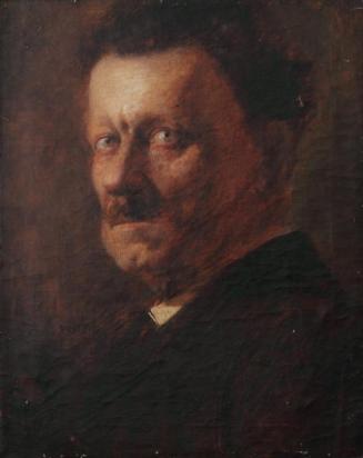 Koloman Moser, Dreiviertelprofil eines Mannes mit Schnurrbart, um 1888, Öl auf Leinwand, 45 × 3 ...