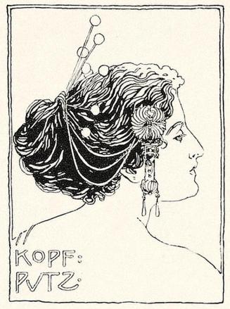 Koloman Moser, Illustration "Kopfputz", 1898, Buchdruck, Blattmaße: 29,8 × 28,8 cm, Staatliche  ...