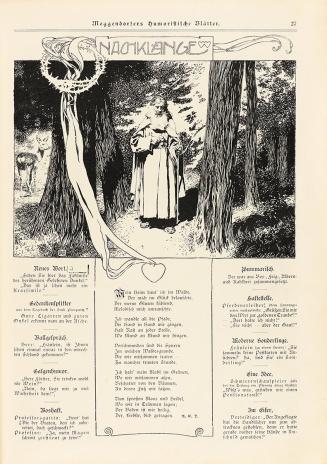 Koloman Moser, IIlustration "Nachklänge" von A. E. T., 1898, Buchdruck, Blattmaße: 28,5 × 20,5  ...
