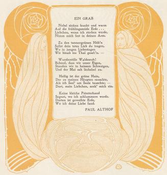 Koloman Moser, Vignette "Ein Grab" von Paul Althof, 1899, Buchdruck in Farbe, Blattmaße: 29 × 2 ...
