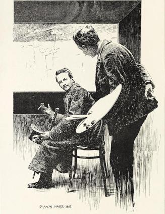 Koloman Moser, Illustration "Gleich geholfen", 1895, Buchdruck, Blattmaße: 28,5 × 20,5 cm, Univ ...