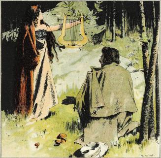 Koloman Moser, Illustration "Am Parnass" von Fritz Eberhard, 1895, Buchdruck in Farbe, Blattmaß ...