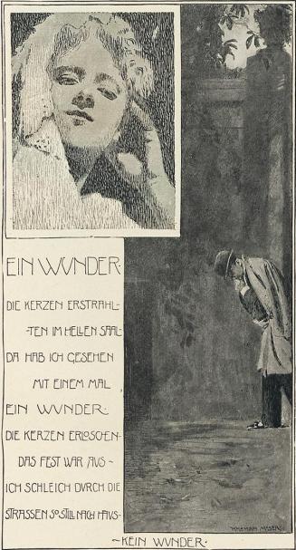Koloman Moser, Illustration "Ein Wunder", 1896, Buchdruck, Blattmaße: 28,5 × 20,5 cm, Universit ...